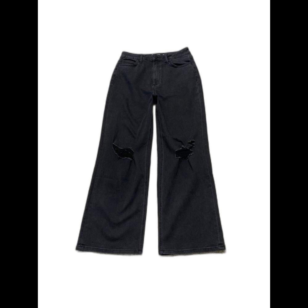 29 CEROS High-Rise Distressed Baggy Straight Wide Leg Black